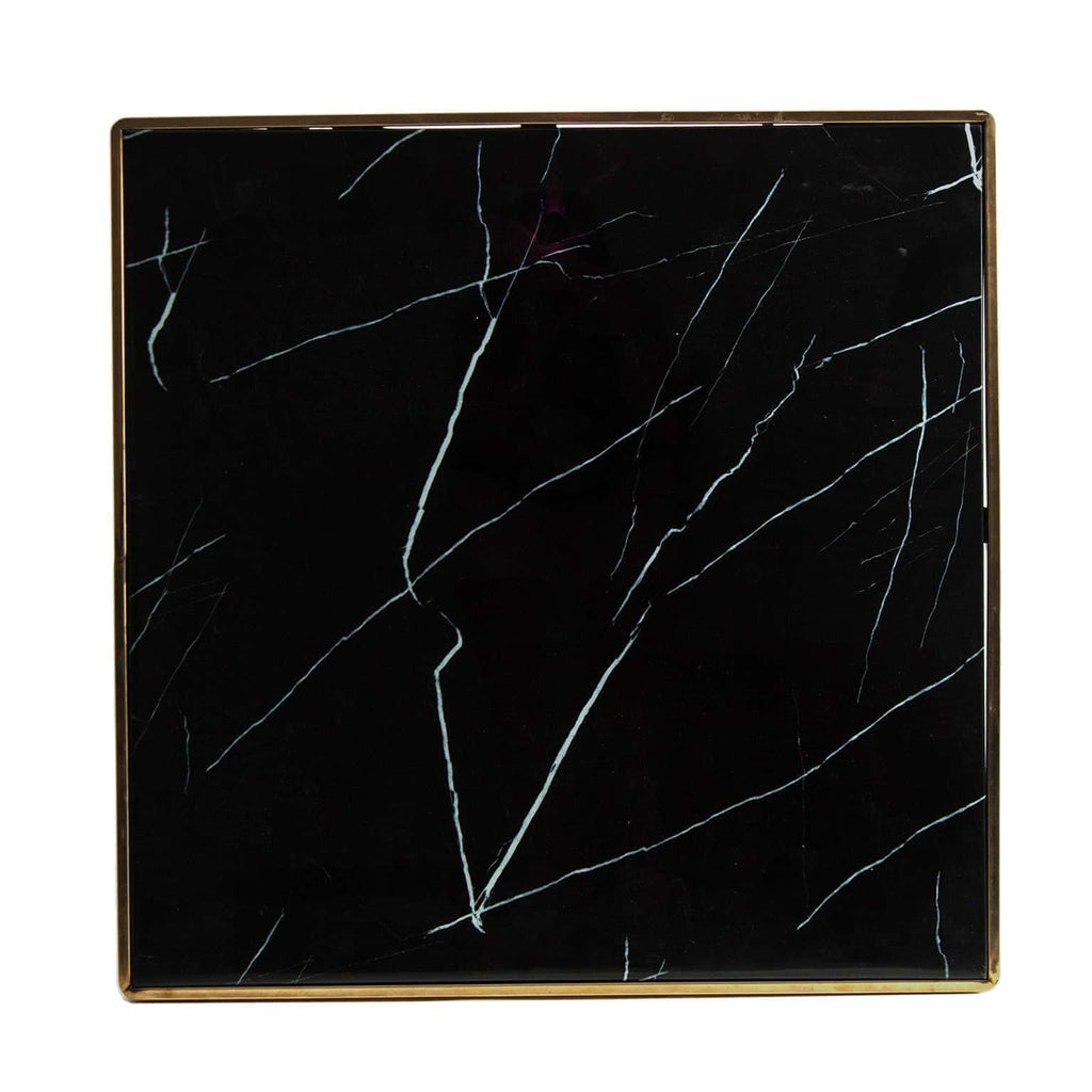 Eckiger Bartisch in Schwarz und Gold in Marmoroptik - Maison Oudh