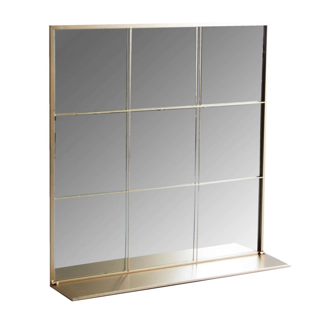 Eckiger Spiegel in Gold mit einer Ablage - Maison Oudh