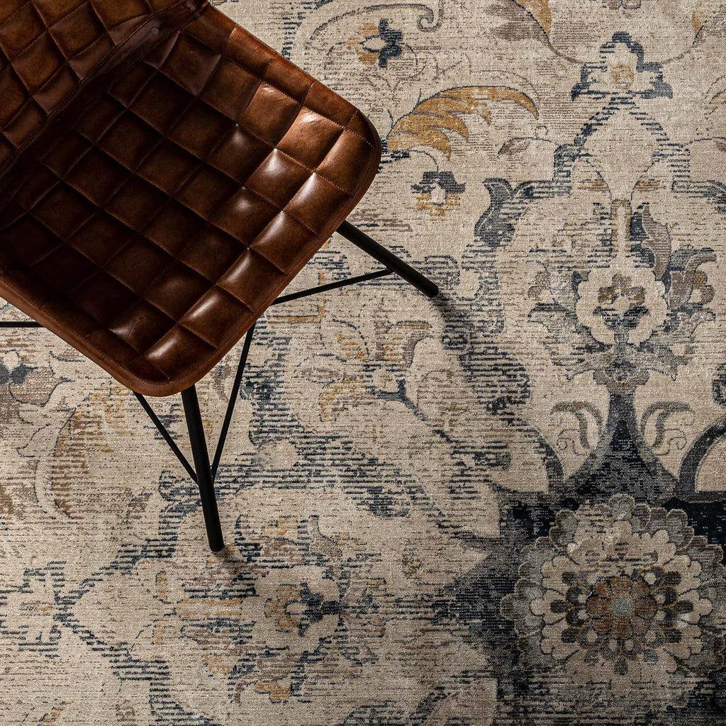 Edler Viskose-Teppich im Klassischen Stil – Harmonie in Blau, Grau & Beige - Maison Oudh