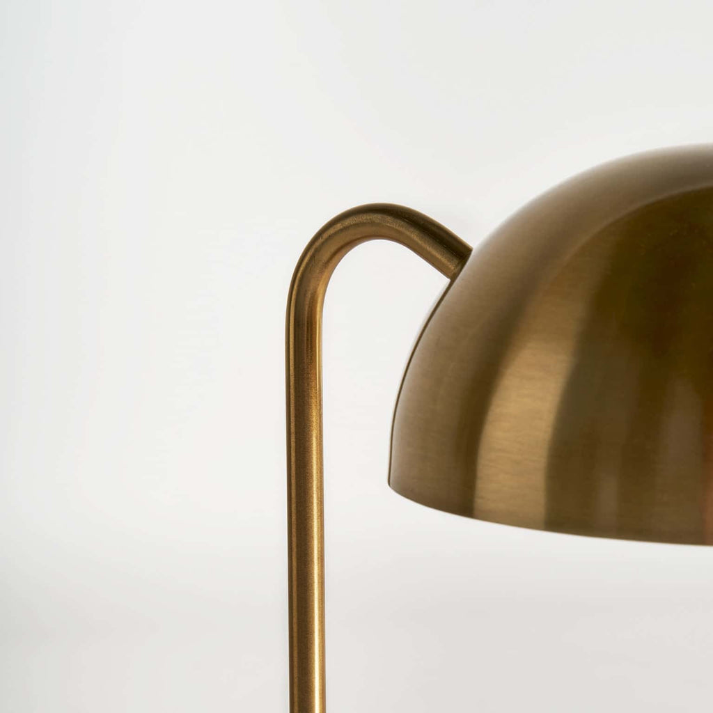 Art Deco Tischlampe aus goldfarbenem Stahl mit braunen Akzenten 