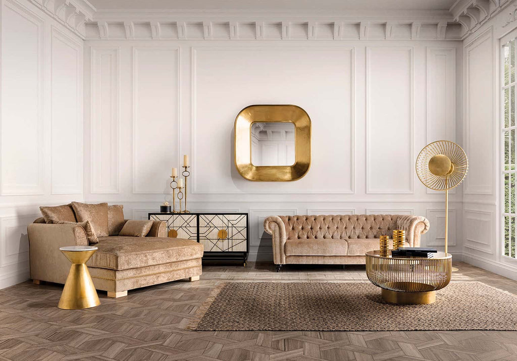 Goldener Spiegel aus Messing im Art Deco Design - Maison Oudh