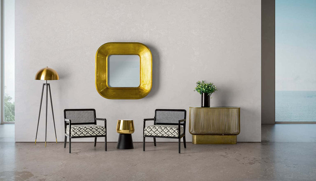 Goldener Spiegel aus Messing im Art Deco Design - Maison Oudh