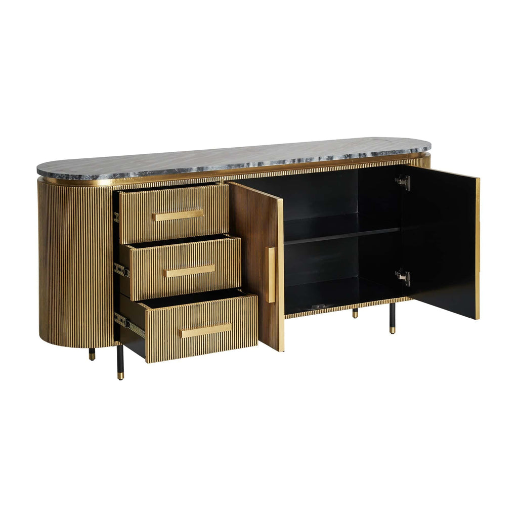 Goldenes Sideboard kombiniert mit schwarzem Marmor - Maison Oudh