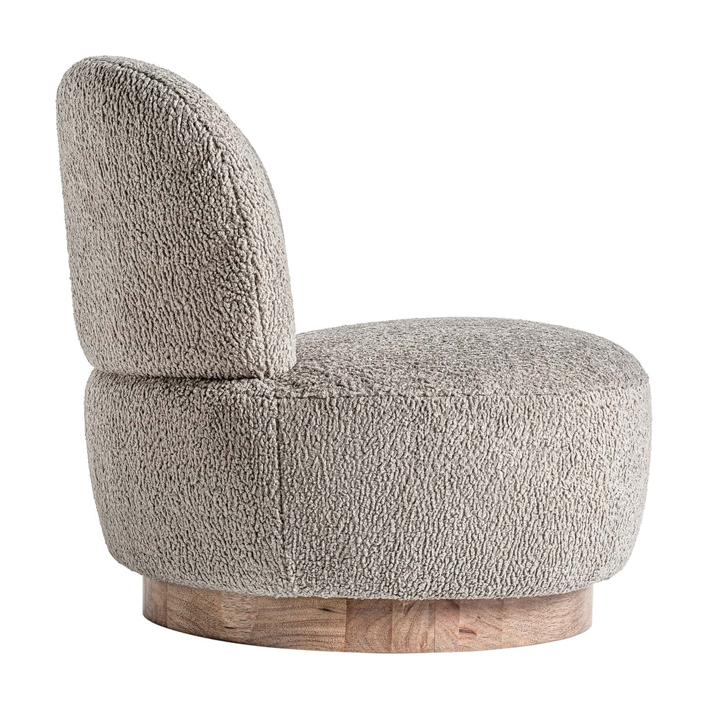 Grauer Bouclé Sessel aus Kiefernholz - Maison Oudh