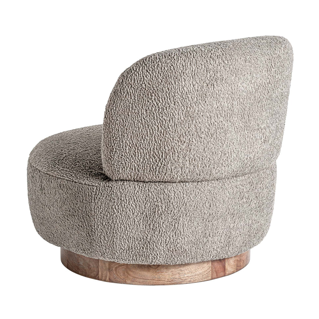 Grauer Bouclé Sessel aus Kiefernholz - Maison Oudh