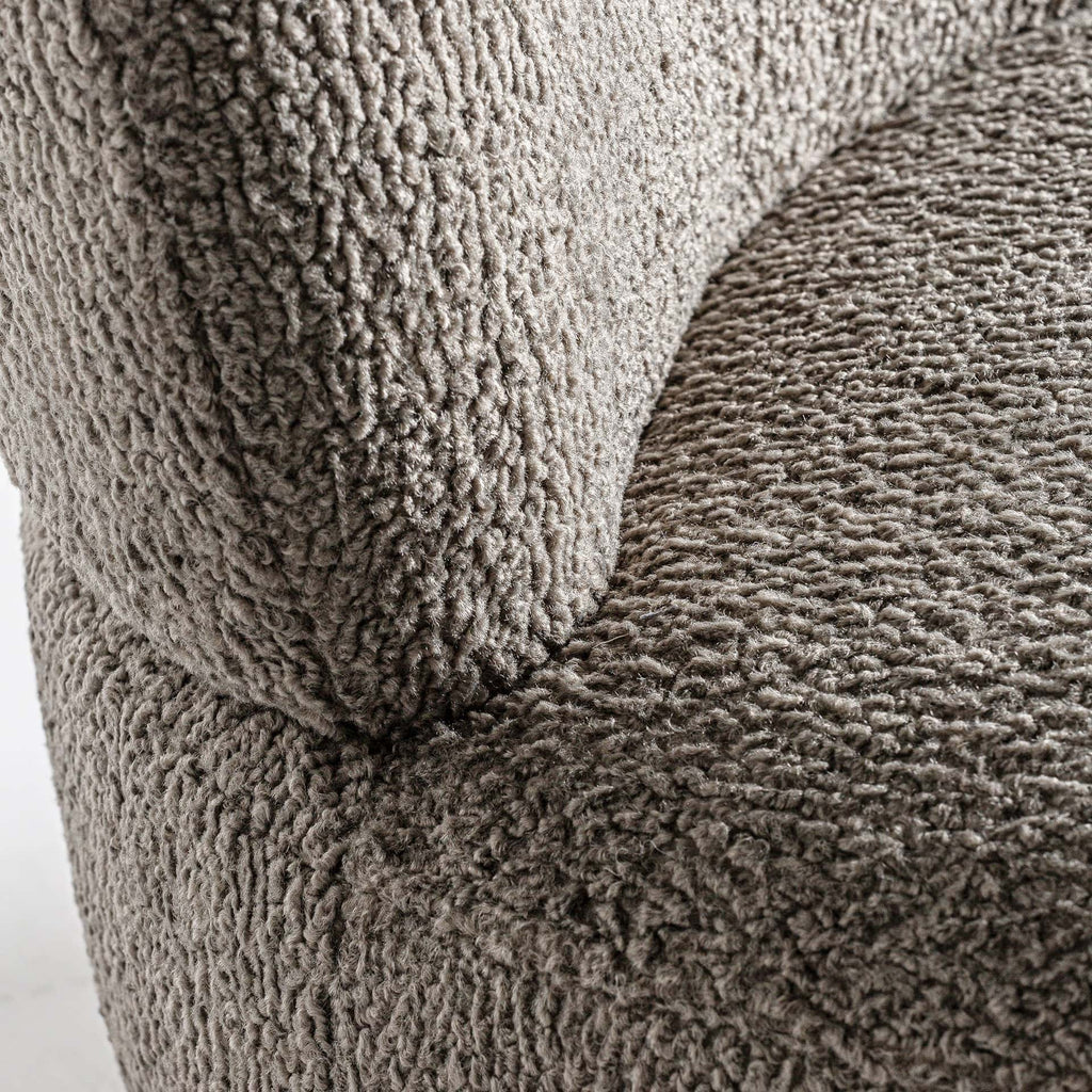 Grauer Bouclé Sessel aus Kiefernholz - Maison Oudh