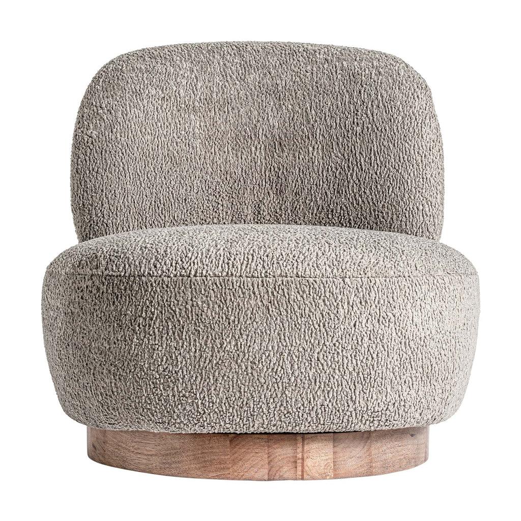 Grauer Bouclé Sessel aus Kiefernholz - Maison Oudh