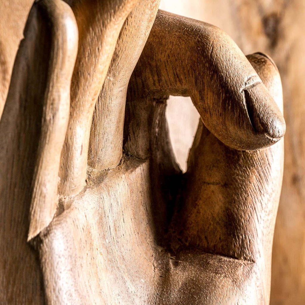 Grosse handgefertigte Buddha-Skulptur aus Tropenholz - Maison Oudh