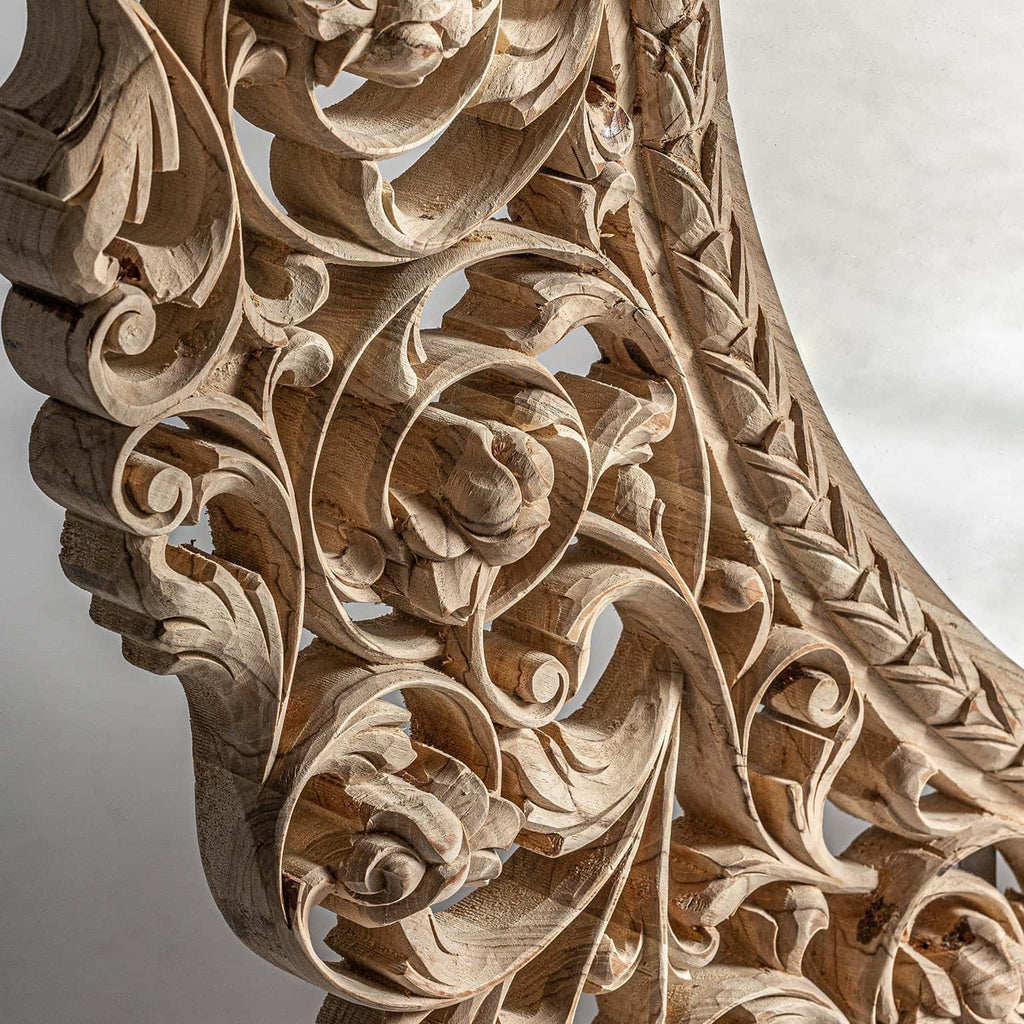 Grosser runder Wandspiegel aus Teakholz - Maison Oudh