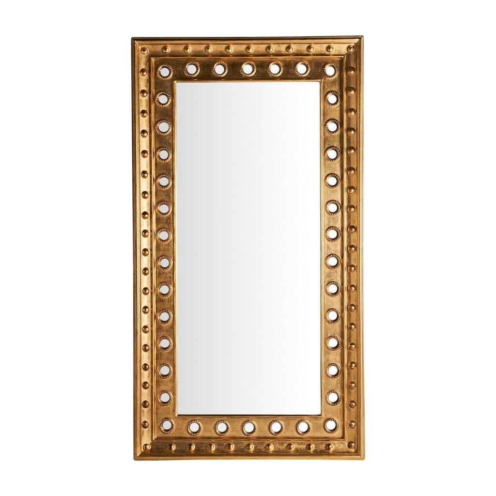 Rechteckiger Spiegel im Art-Deco-Stil mit goldfarbenem Harzrahmen und Old Finish
