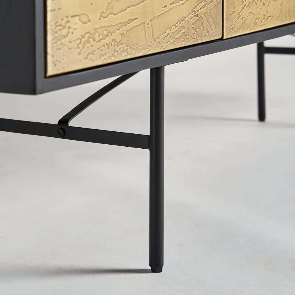 Grosses Sideboard aus Mangoholz in Schwarz und Gold - Maison Oudh