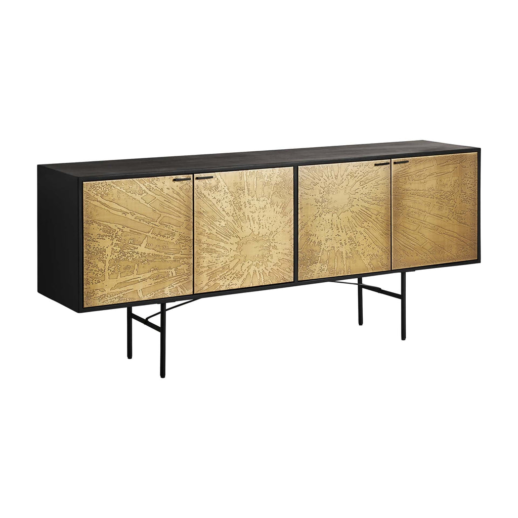 Grosses Sideboard aus Mangoholz in Schwarz und Gold - Maison Oudh