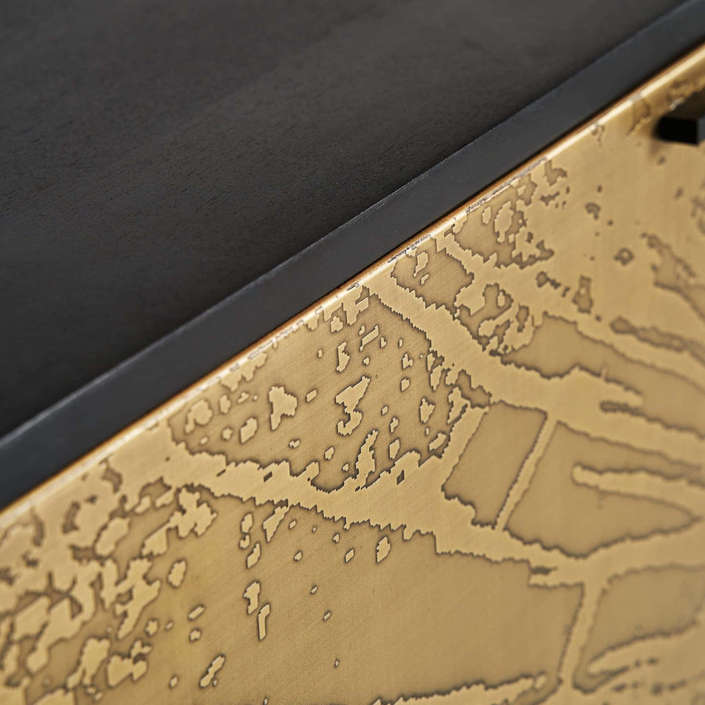 Grosses Sideboard aus Mangoholz in Schwarz und Gold - Maison Oudh