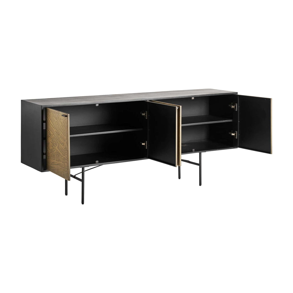 Grosses Sideboard aus Mangoholz in Schwarz und Gold - Maison Oudh