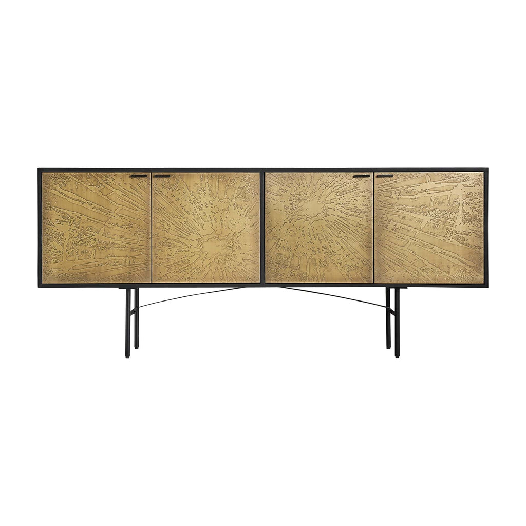 Grosses Sideboard aus Mangoholz in Schwarz und Gold - Maison Oudh