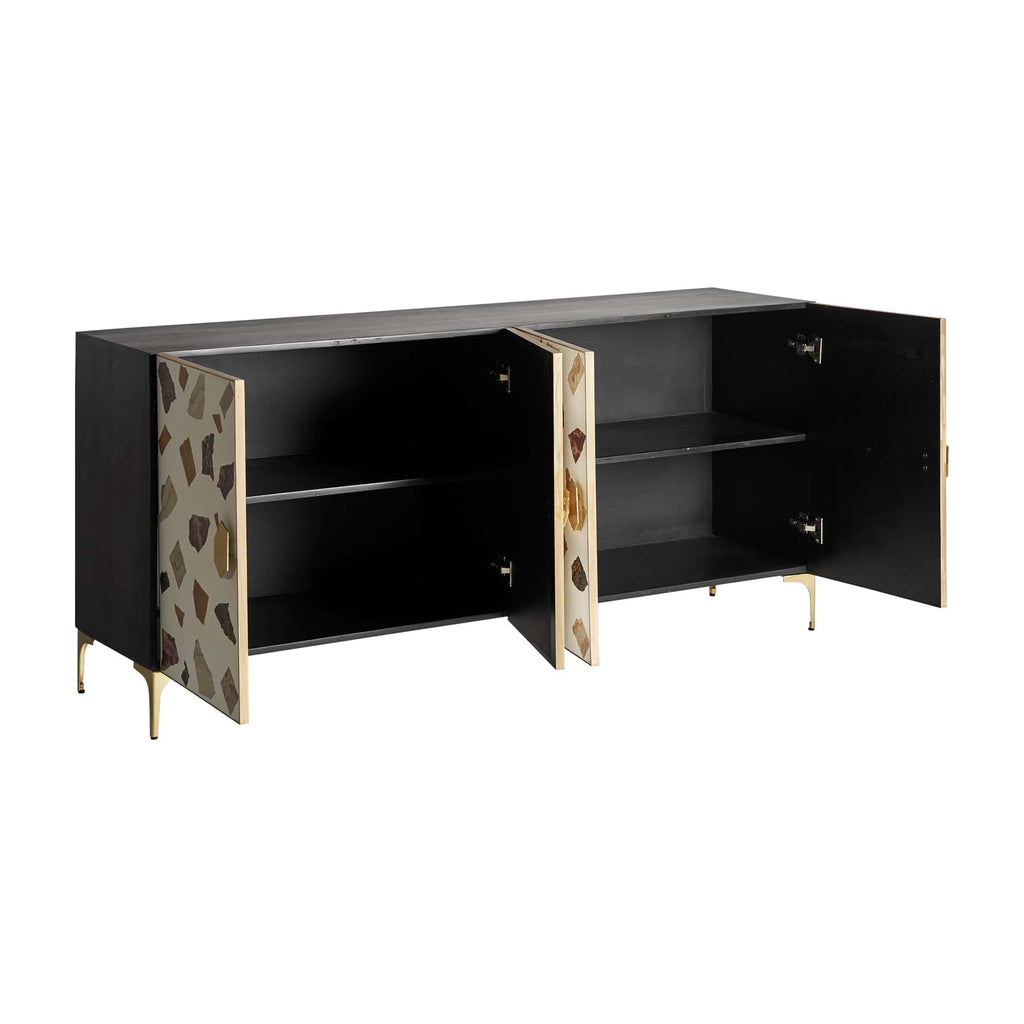 Grosses Sideboard aus Mangoholz mit einer dekorativen bunten Front - Maison Oudh