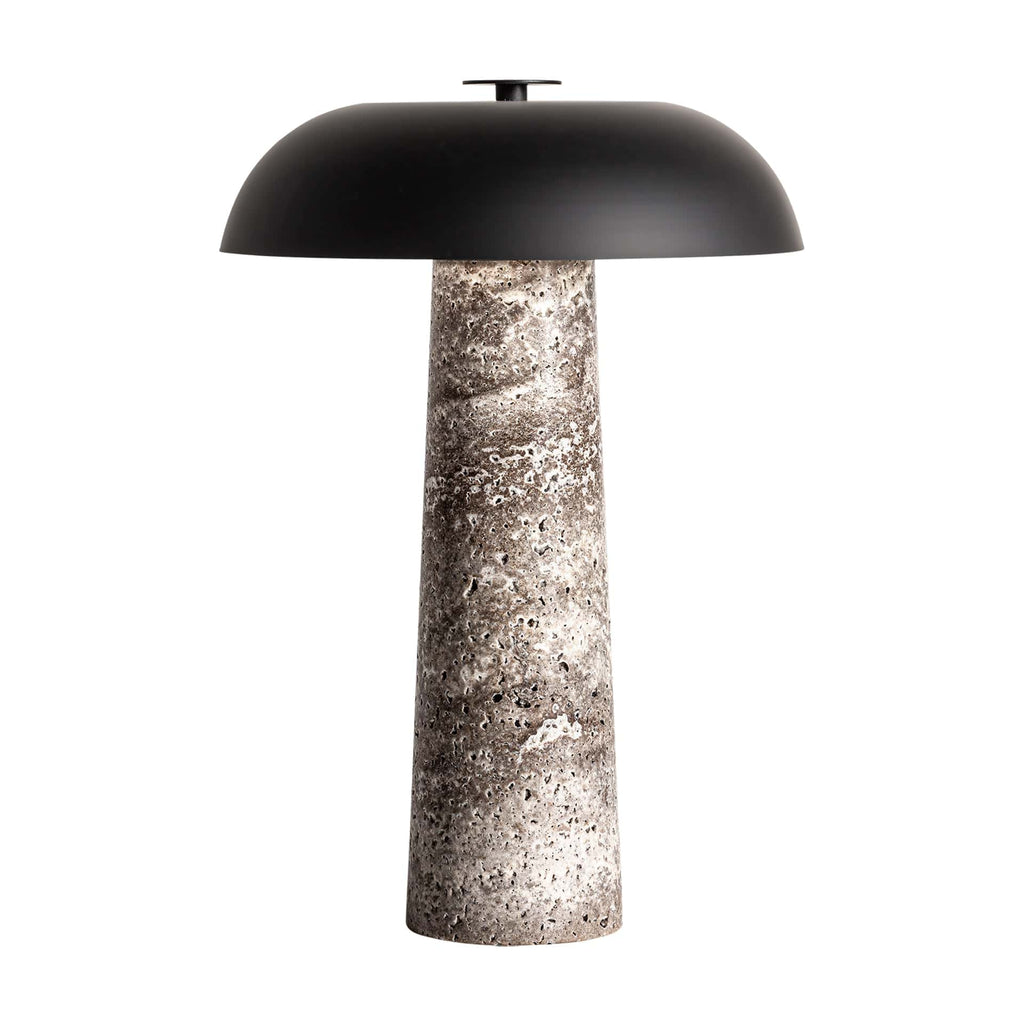Handgefertigte Art Deco Tischlampe aus schwarzem Eisen und Marmor
