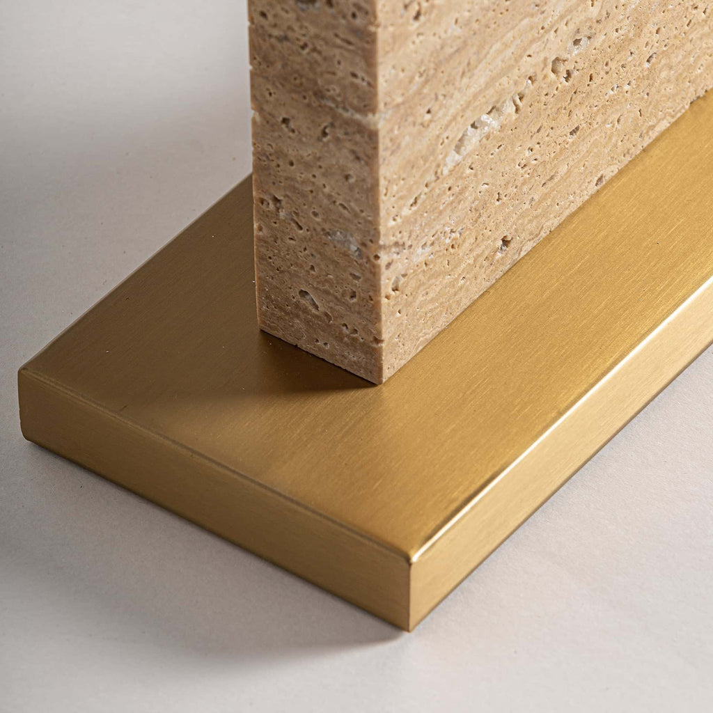 Handgefertigte Klassische Tischlampe - Marmor in Beige & Eisen - Maison Oudh