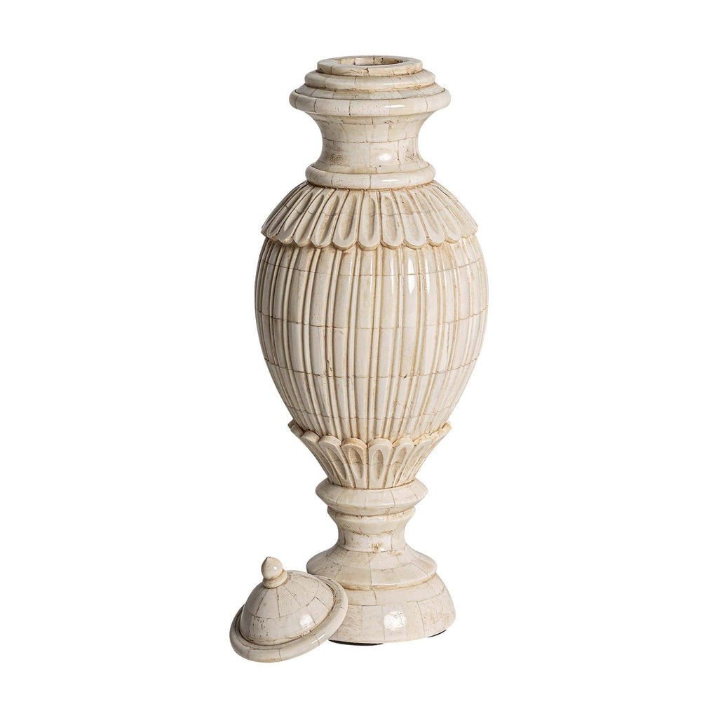 Handgefertigte Kolonialstil-Vase aus Harz - Elegantes Elfenbein - Maison Oudh
