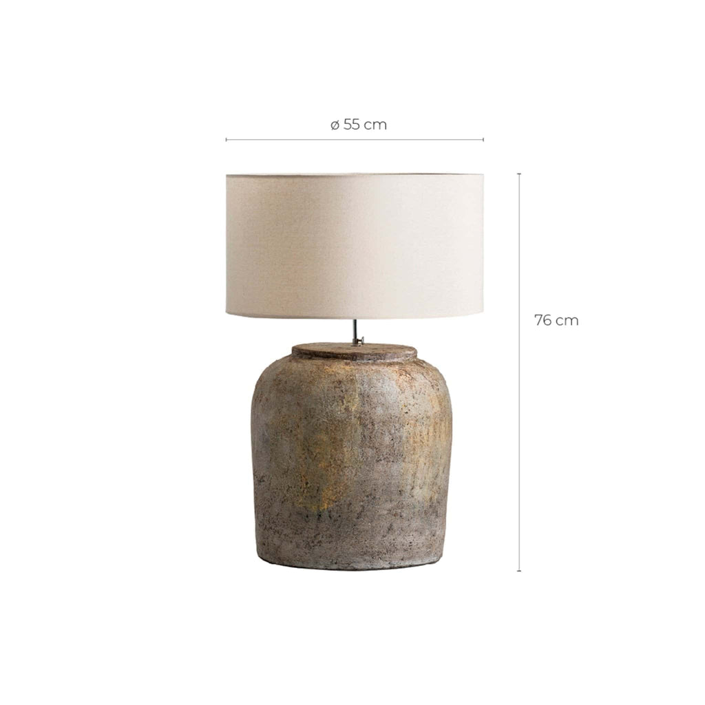 Handgefertigte Tischlampe aus Terrakotta und Baumwolle - Maison Oudh