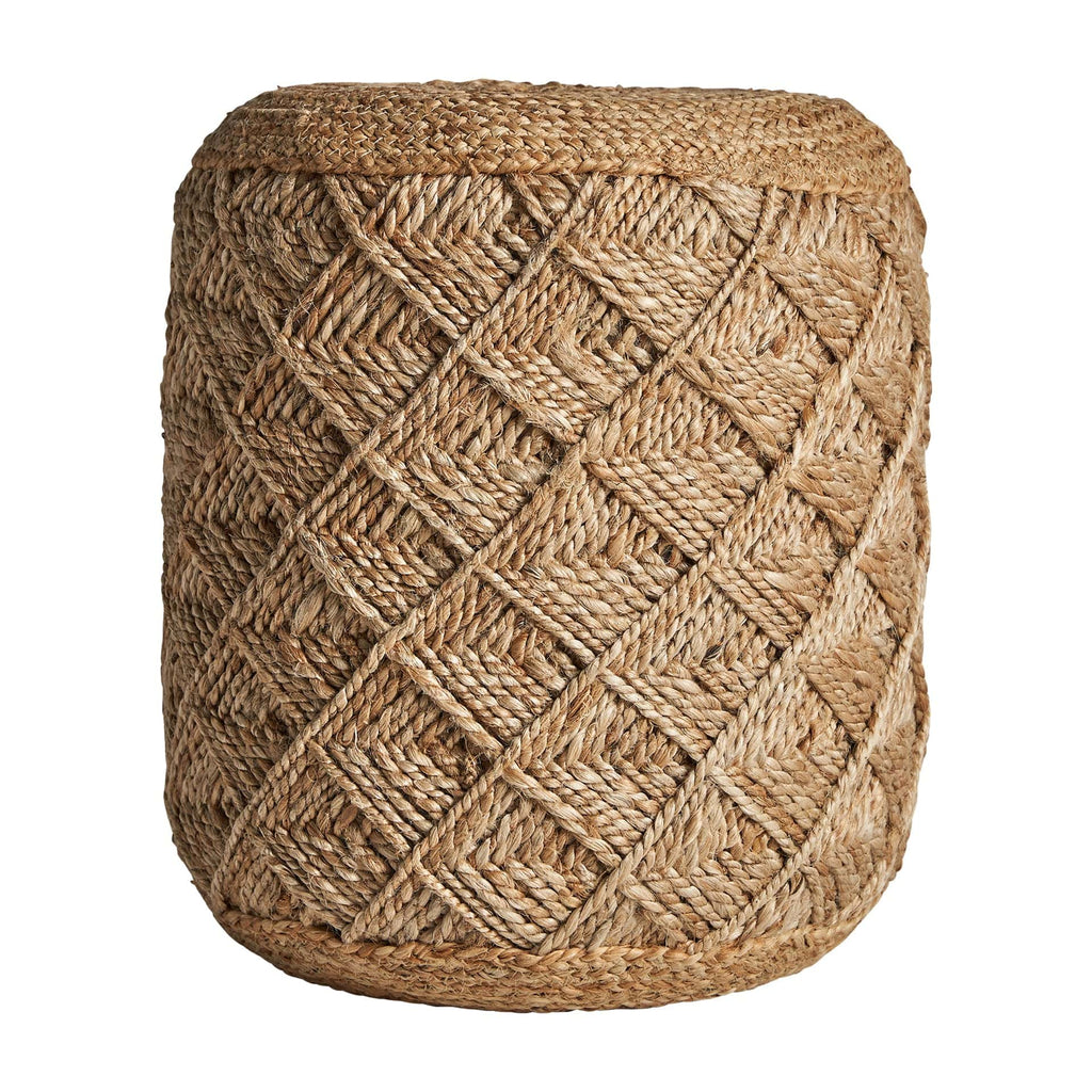 Handgefertigter Jute Pouf in Braun - Maison Oudh