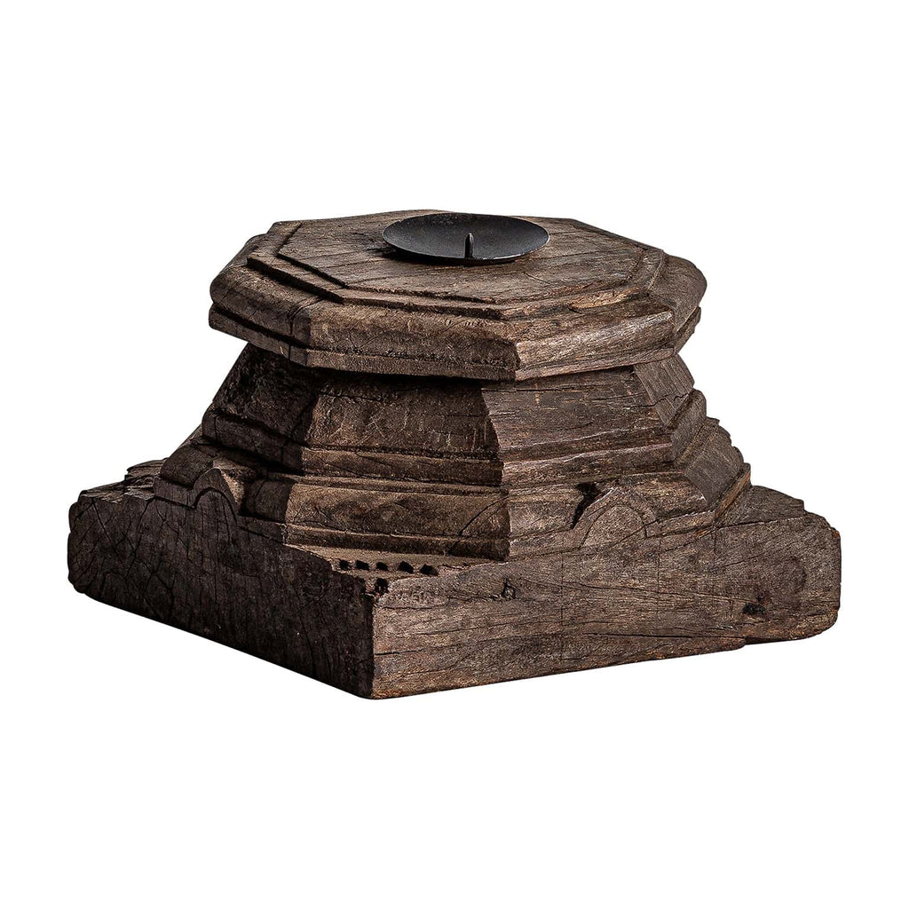 Handgefertigter Kerzenhalter aus recyceltem Mangoholz - Maison Oudh