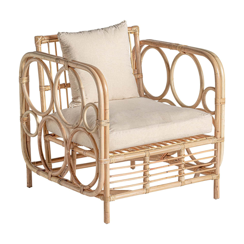 Handgefertigter Sessel aus Rattan inklusive Kissen - Maison Oudh
