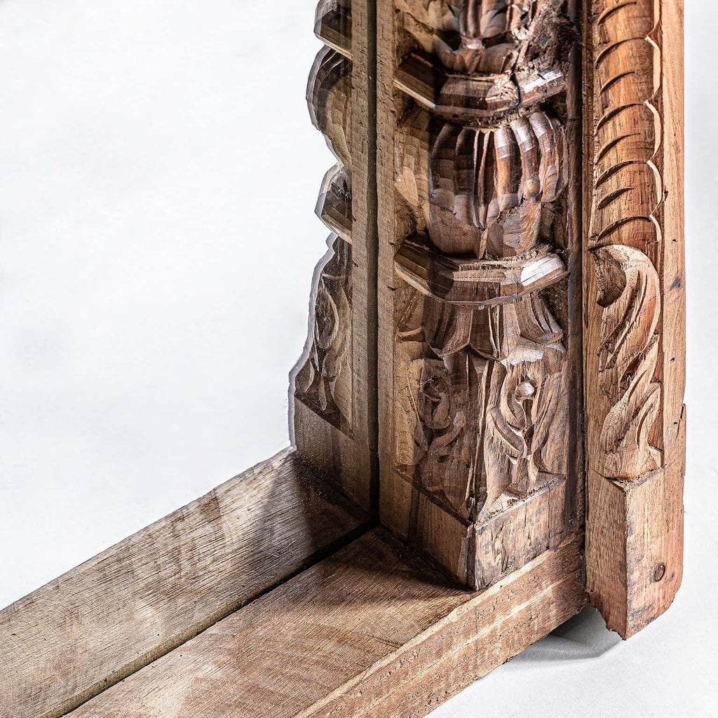 Handgefertigter Spiegel Unikat aus Mangoholz in Braun - Maison Oudh