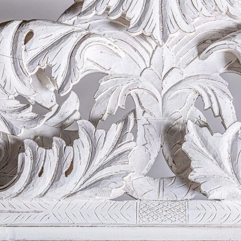 Handgefertigter Spiegel Unikat aus Teakholz in Off White im Stil Provence - Maison Oudh