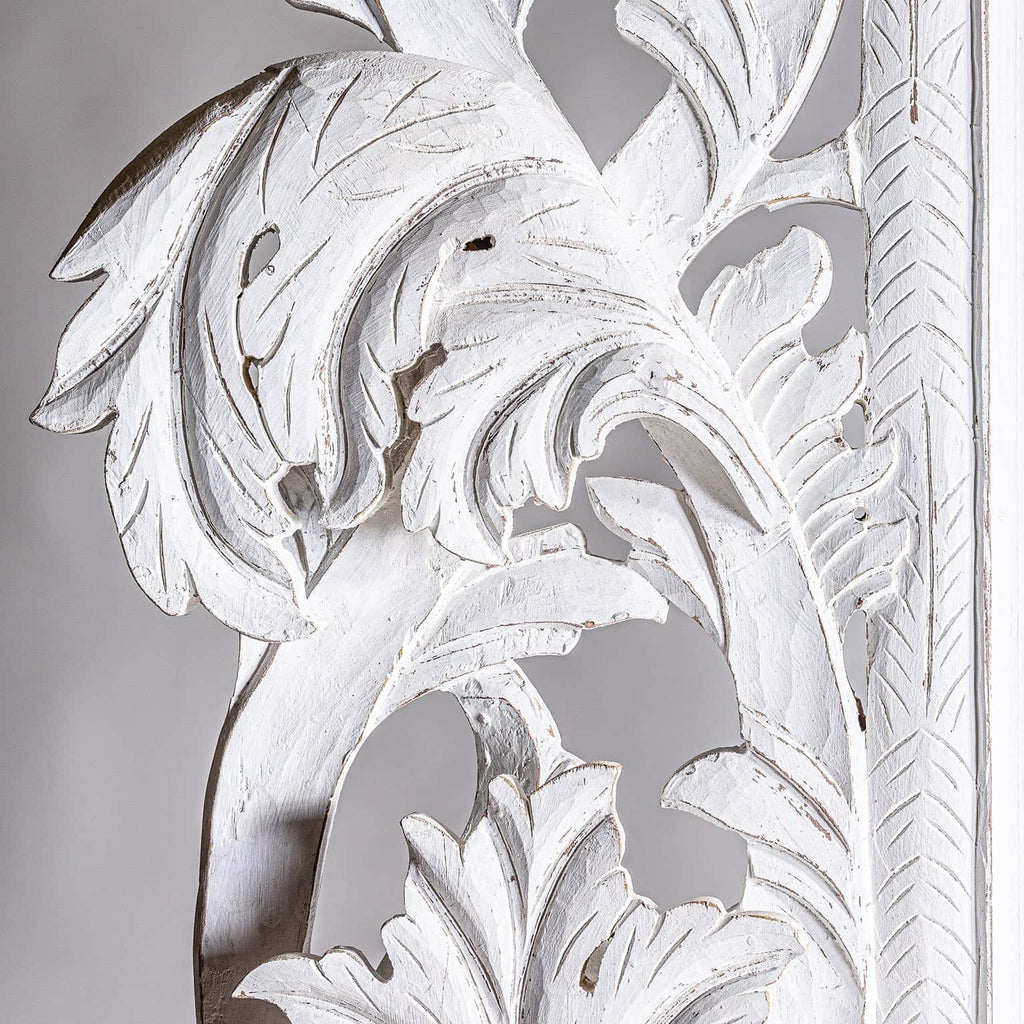 Handgefertigter Spiegel Unikat aus Teakholz in Off White im Stil Provence - Maison Oudh