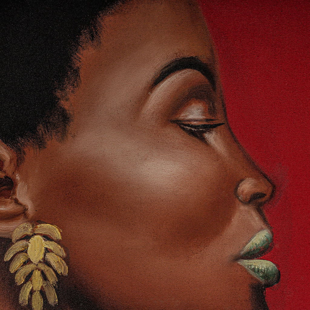 Handgefertigtes Leinwandbild Woman in Red - Maison Oudh