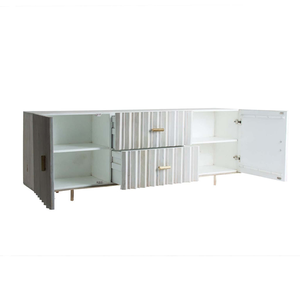 Handgefertigtes Sideboard aus Mangoholz kombiniert mit goldenen Details - Maison Oudh