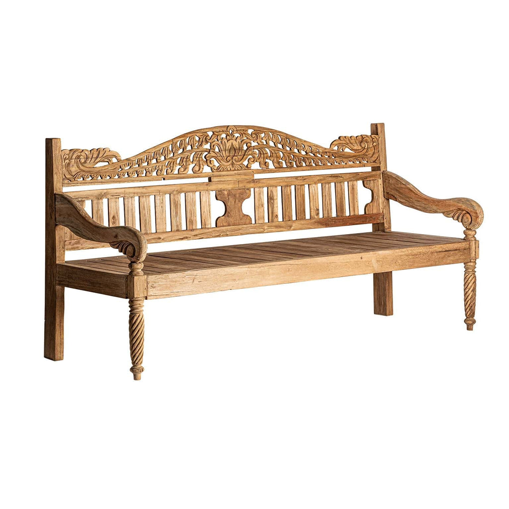 Handgefertigtes Sofa aus Teakholz mit Schnitzereien - Maison Oudh