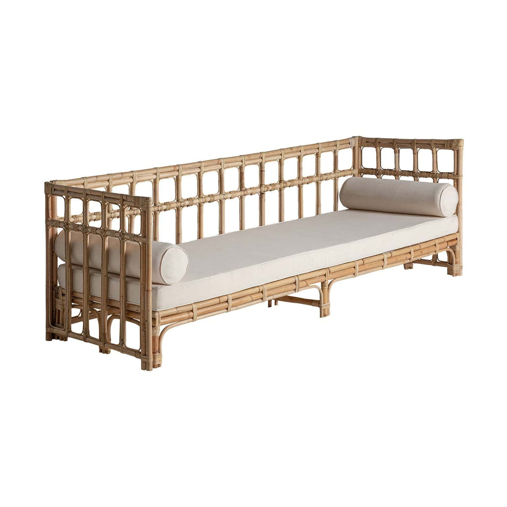 Helles Sofa aus Rattan kombiniert mit Baumwolle (inklusive Kissen) - Maison Oudh
