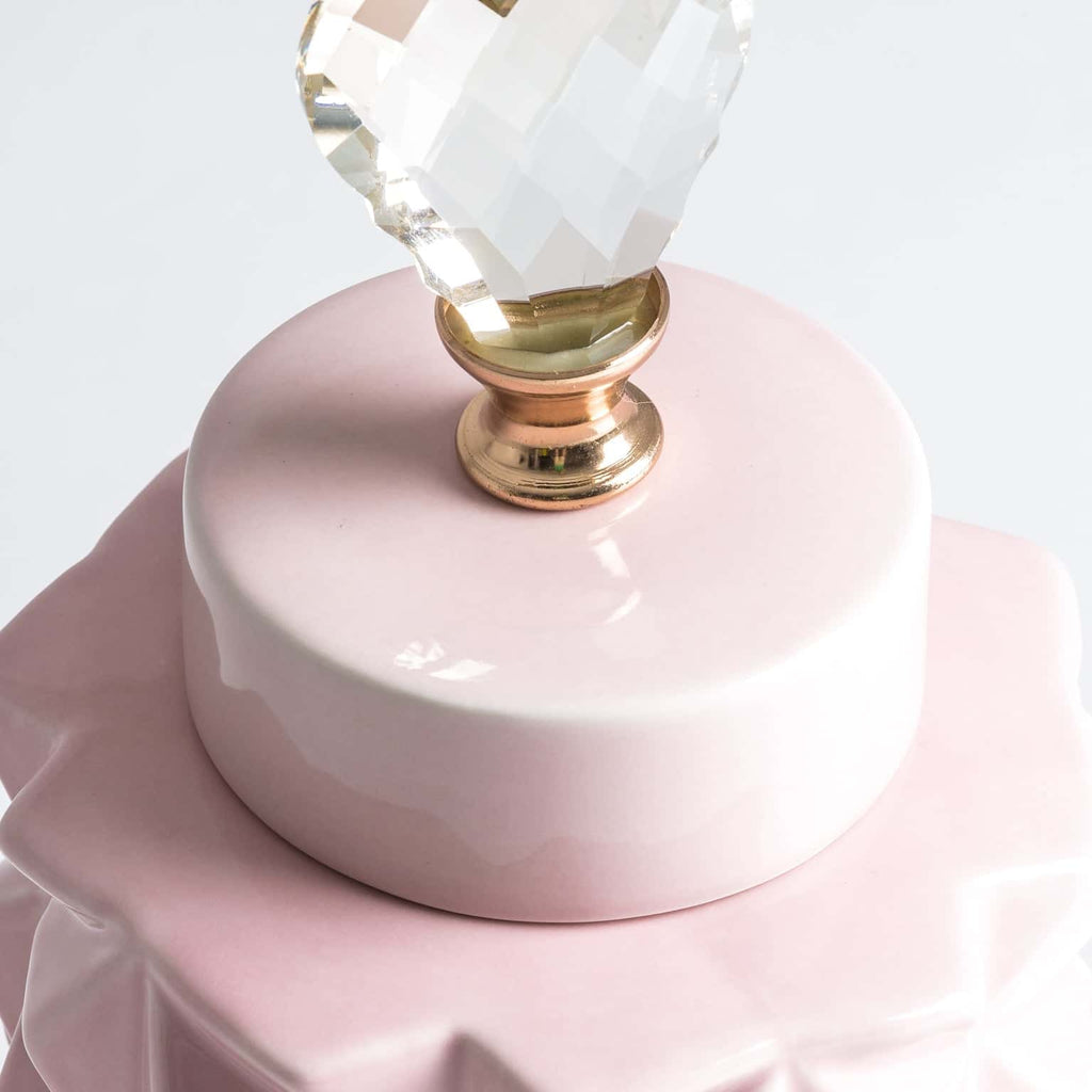 Keramikvase in Rosa mit Deckel - Maison Oudh