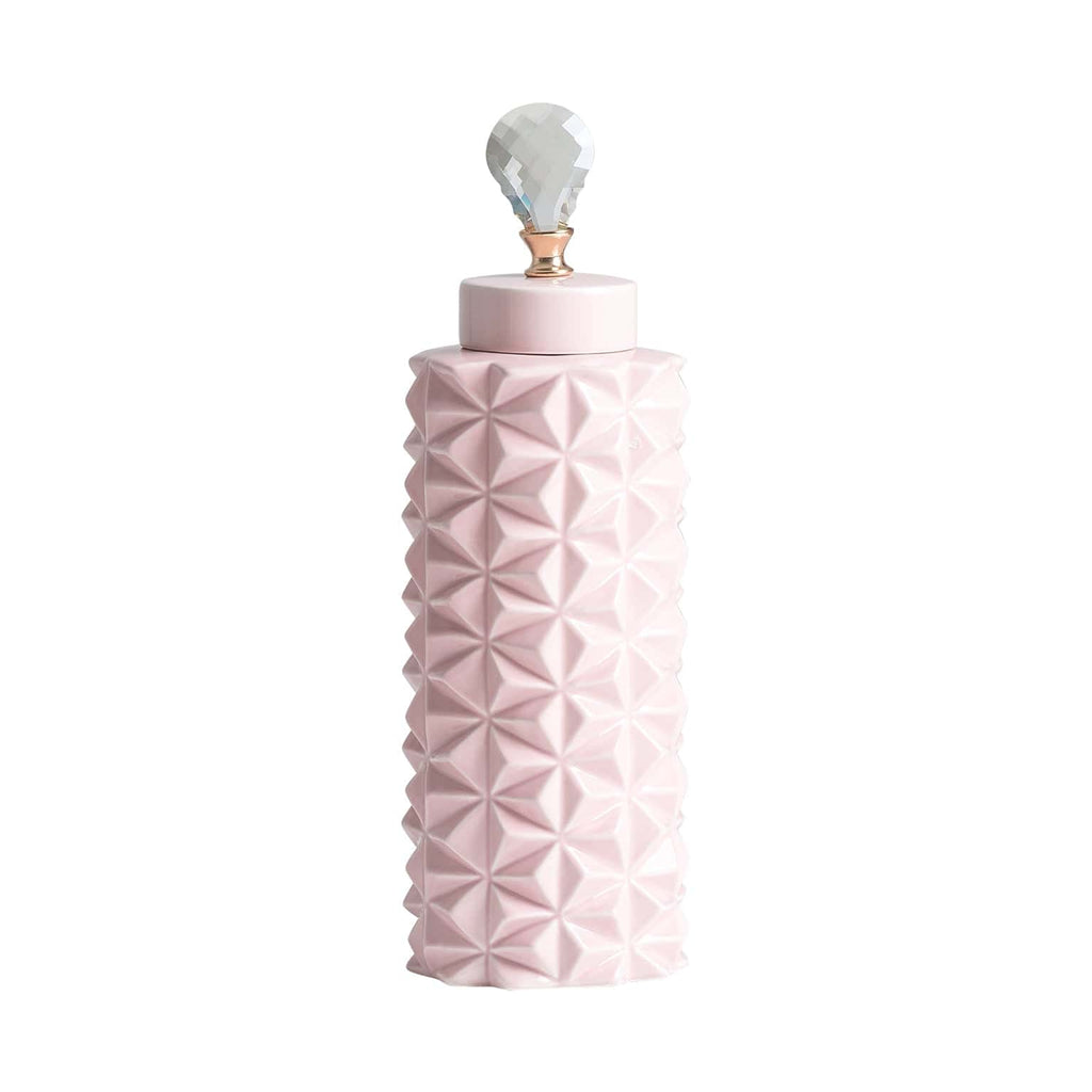 Keramikvase in Rosa mit Deckel - Maison Oudh