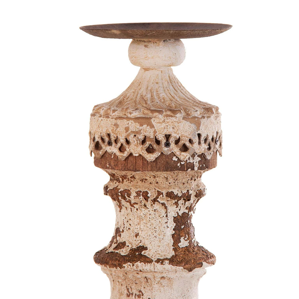 Grosser Kerzenhalter aus Eisen und Tannenholz im Kolonialstil - Maison Oudh