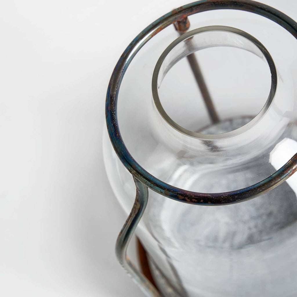 Shabby Chic Kerzenhalter aus Glas und Stein