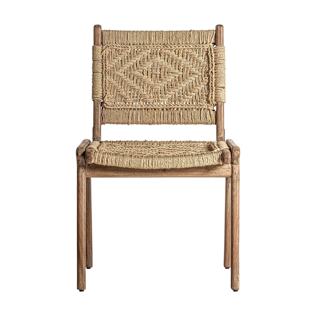 Kolonial Stuhl aus Mangoholz und Jute - Maison Oudh
