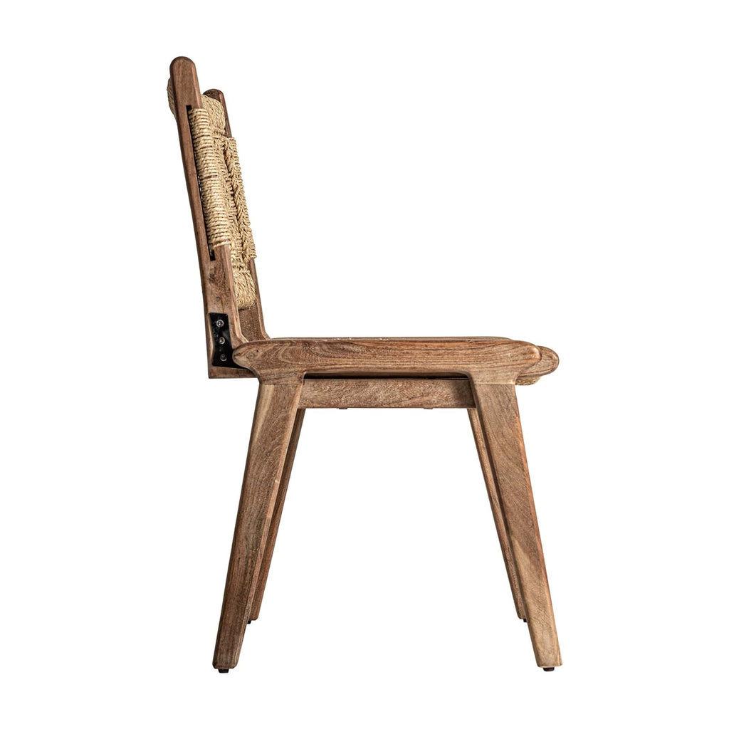 Kolonial Stuhl aus Mangoholz und Jute - Maison Oudh