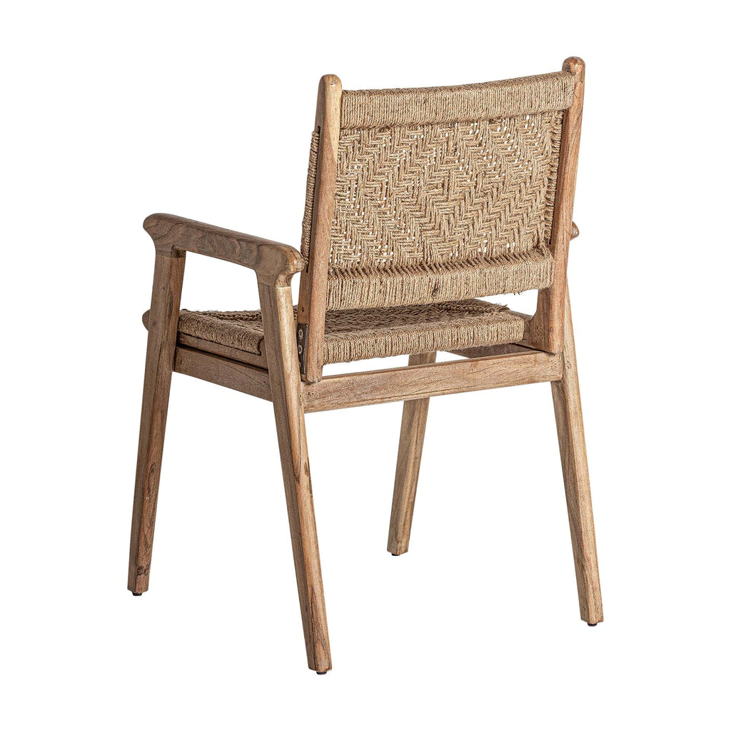 Kolonialer Stuhl mit Armlehnen aus Mangoholz und Jute - Maison Oudh
