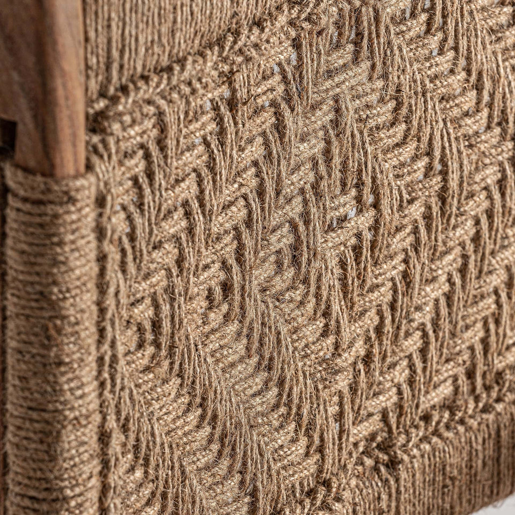 Kolonialer Stuhl mit Armlehnen aus Mangoholz und Jute - Maison Oudh