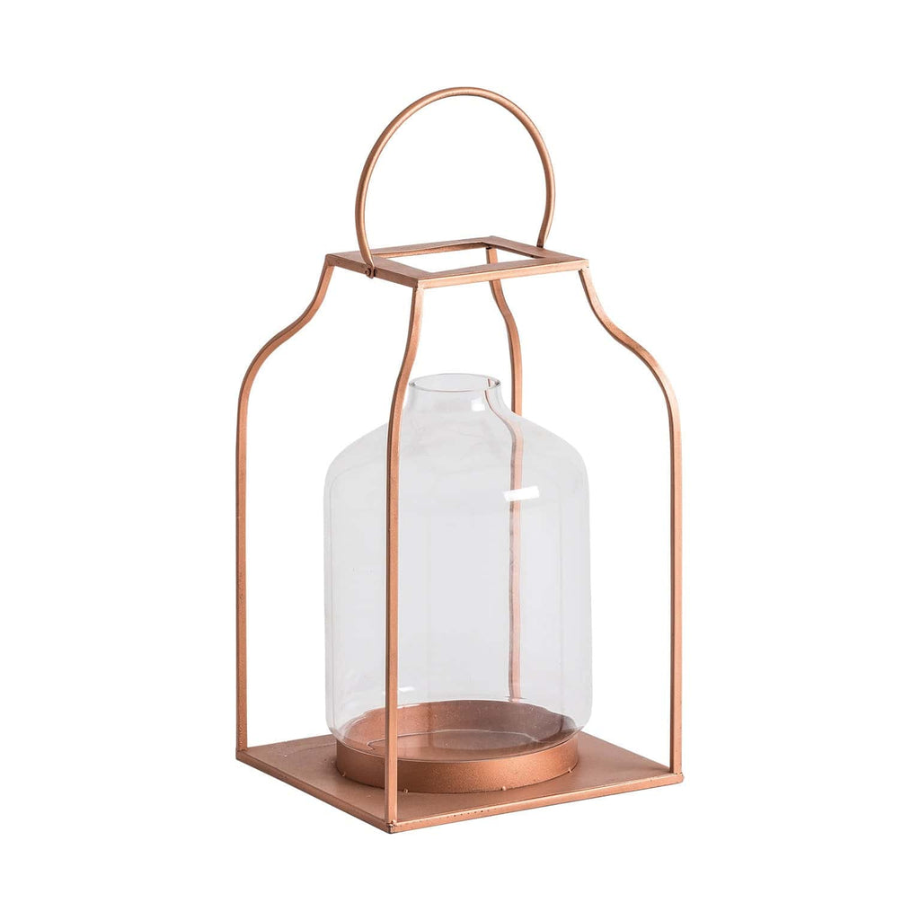 Kupferne Industrial Laterne mit Glas