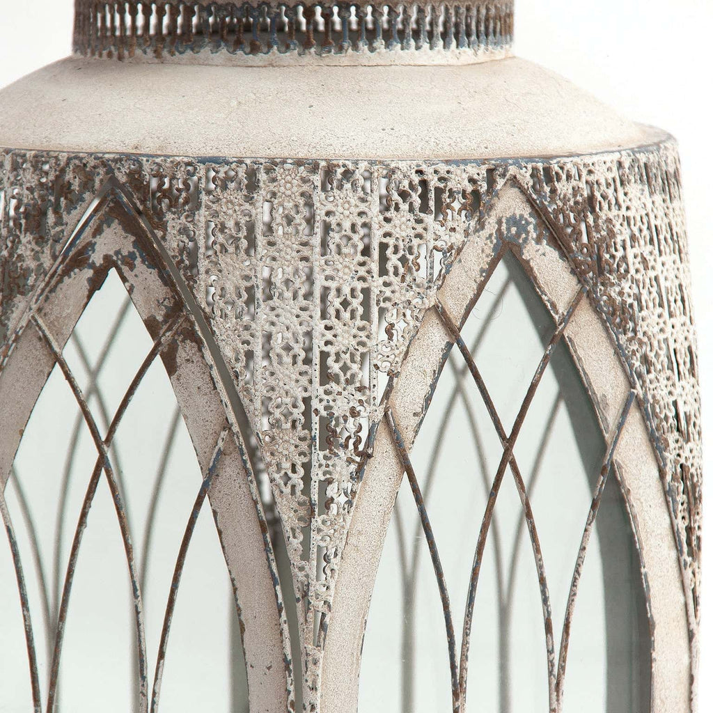 Laterne in Off White aus Eisen im Provence Stil - Maison Oudh