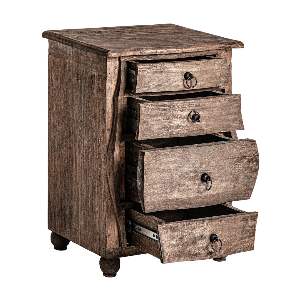 Nachttisch aus Mangoholz mit vier Schubladen im Kolonial Stil - Maison Oudh