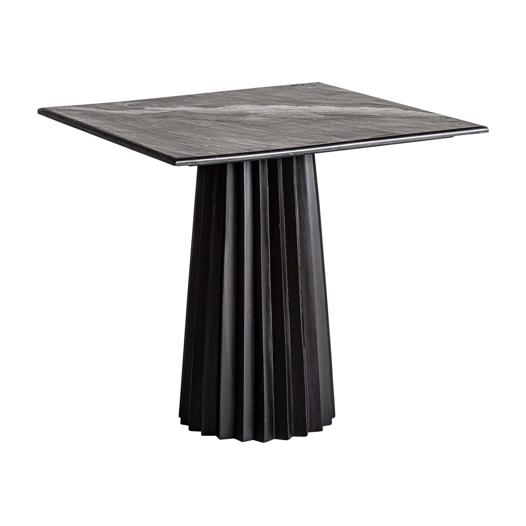Plissierter Art Deco Bartisch - Schwarz, Marmor und Mangoholz - Maison Oudh