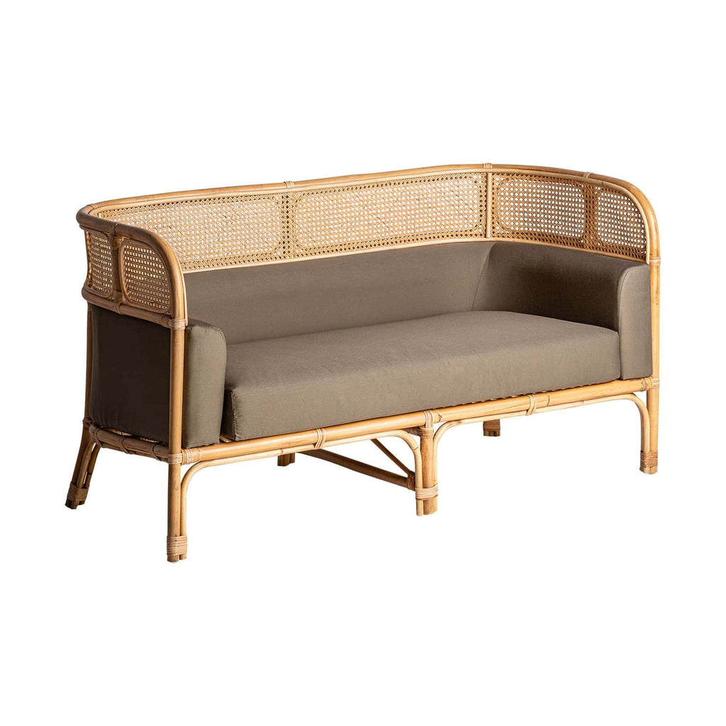Rattan-Sofa in Camel im Contemporary Design mit Wiener Geflecht - Maison Oudh