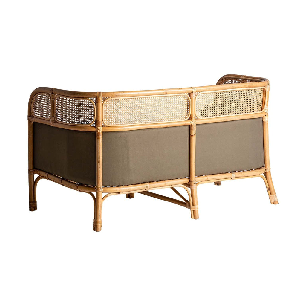 Rattan-Sofa in Camel im Contemporary Design mit Wiener Geflecht - Maison Oudh