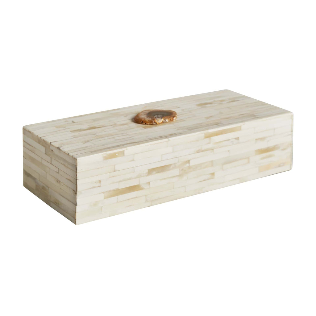 Rechteckige elfenbeinfarbene Box aus Bone mit einem Deckel - Maison Oudh