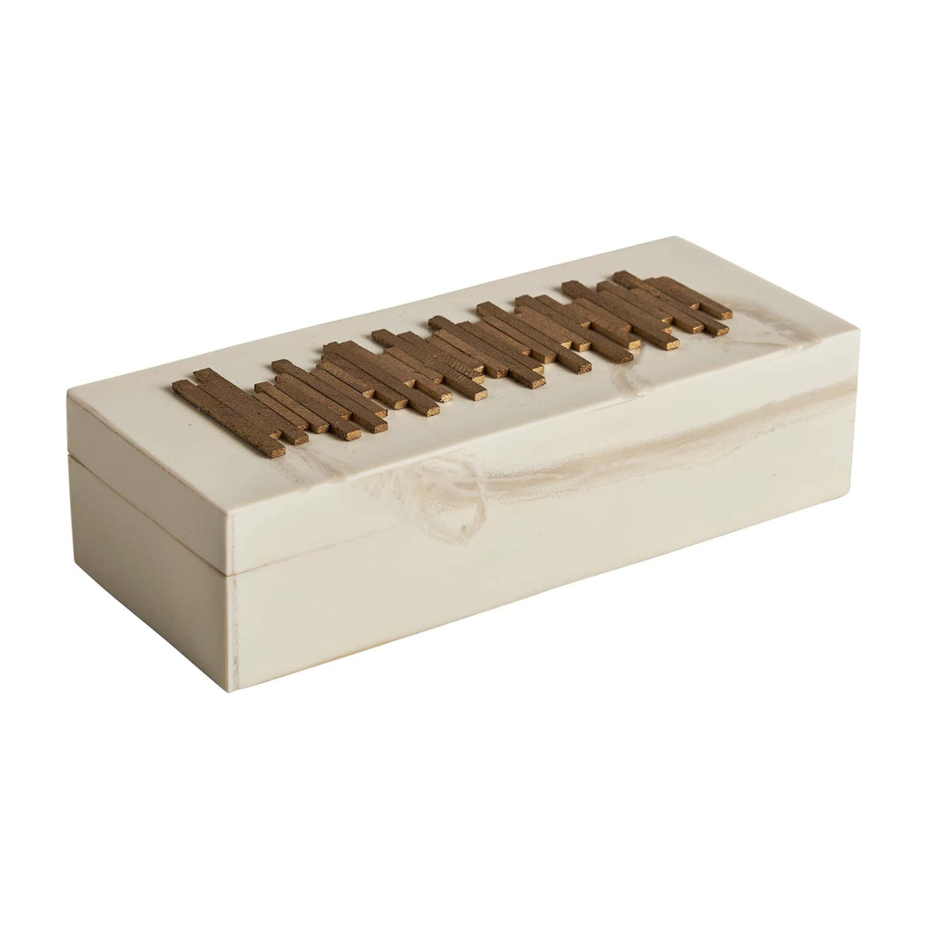 Rechteckige elfenbeinfarbige Box aus Bone mit Deckel - Maison Oudh
